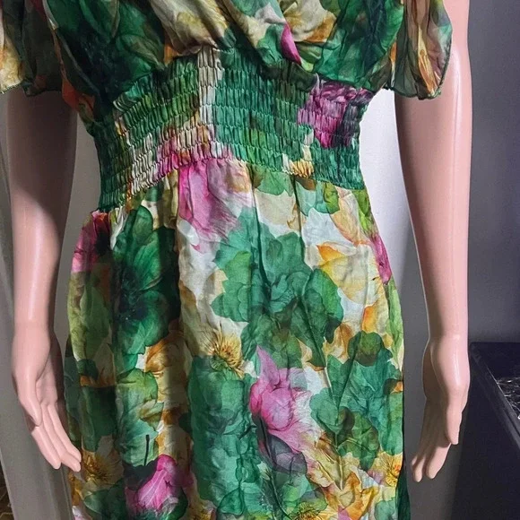 NWT LA RAGAZZE Women’s Floral Italian Silk Blend Maxi Dress - Picture 7 of 14